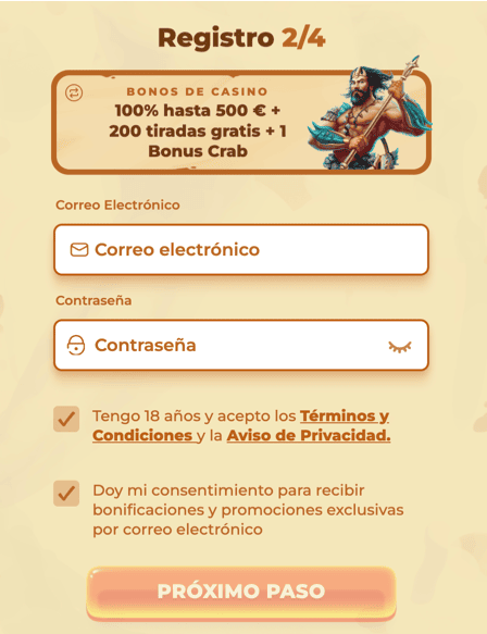 Registration at Poseidon casino
